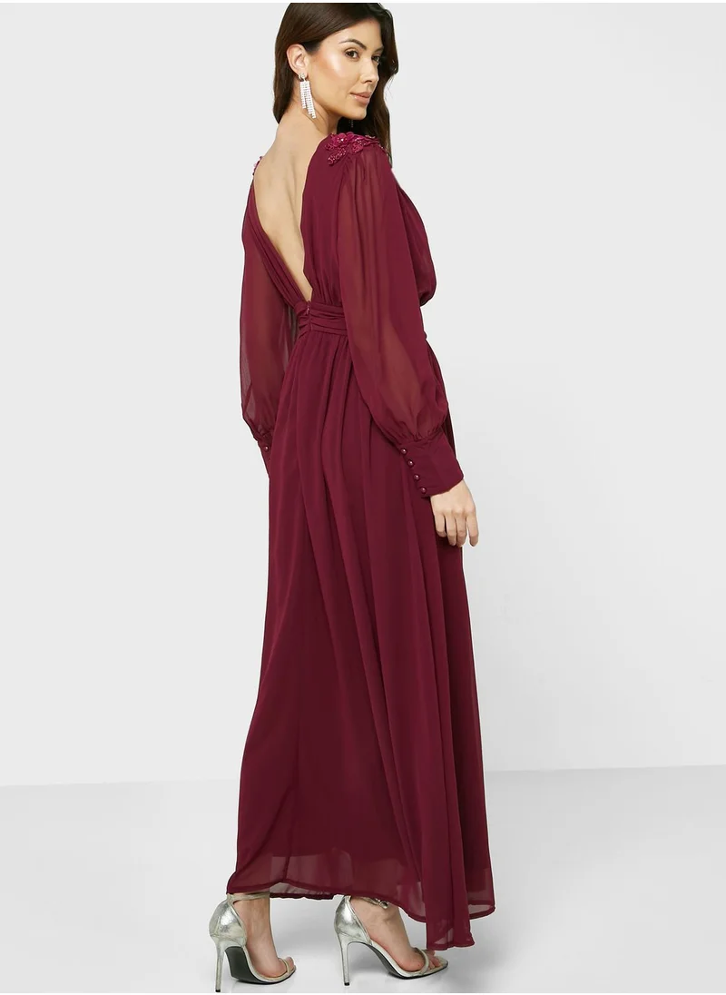 Ella Limited Edition Surplice Neck Pleated Dress