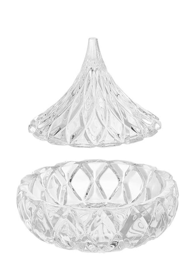 Supplier Crystal Glass Candy Dishes with Lids | with 2 Pcs | Hersheys Kiss Diamond Cut Pattern - Image 1