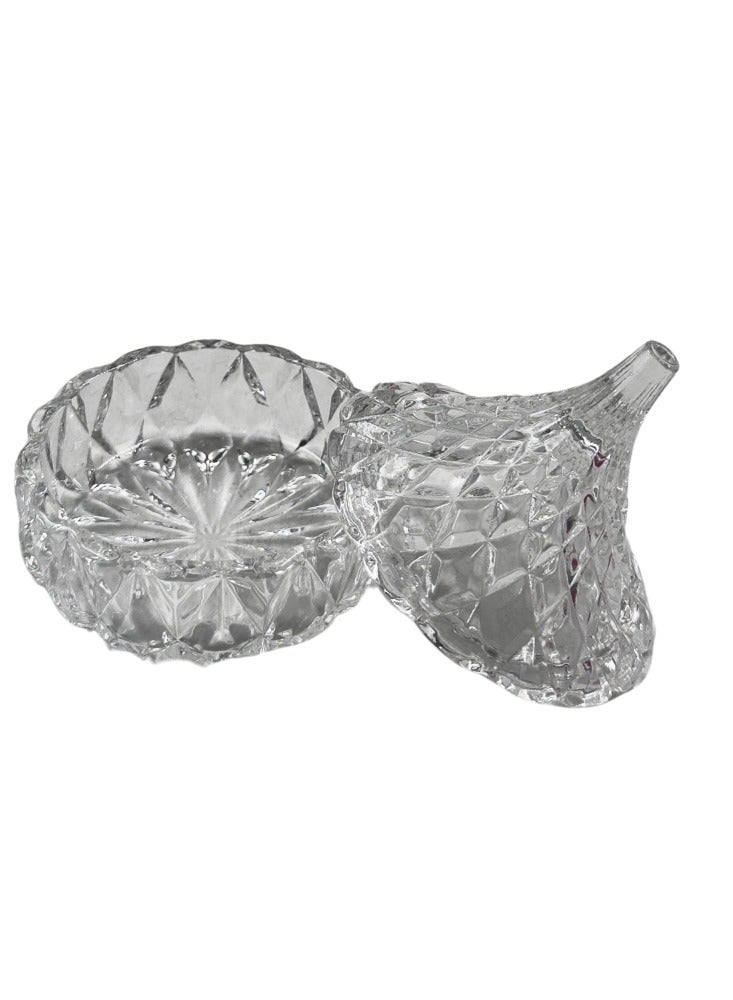 Supplier Crystal Glass Candy Dishes with Lids | with 2 Pcs | Hersheys Kiss Diamond Cut Pattern - Image 4