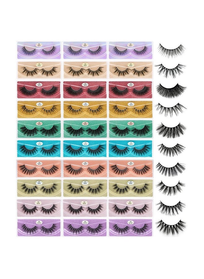 FARRED - Wholesale False Lashes 30 Pairs 10 Styles Medium Length Vegan Eyelashes Fluffy Volume Strip Lashes Bulk 10 Portable Boxes Fake Eyelashes Mixed Natural Look 3D Faux Mink Lashes (Mix 30Pair) - Image 1