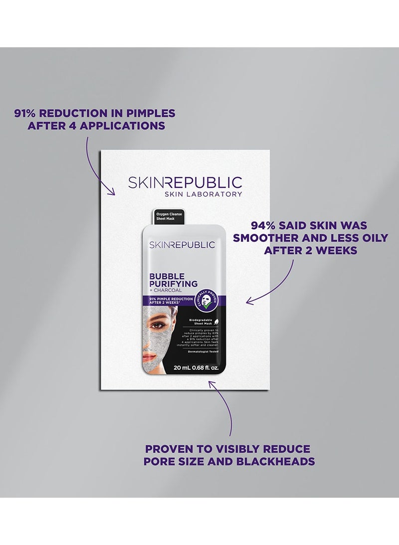 سكين ريبابلك قناع الوجه الورقي (3 أقنعة) - سيروم تنقية الفقاعات بالفحم والتفاح وشجرة الشاي، يحارب البثور، يصغر المسام، يزيل الرؤوس السوداء، يتحكم في الزيوت، يقشر البشرة ويمنحها إشراقة. - Image 4