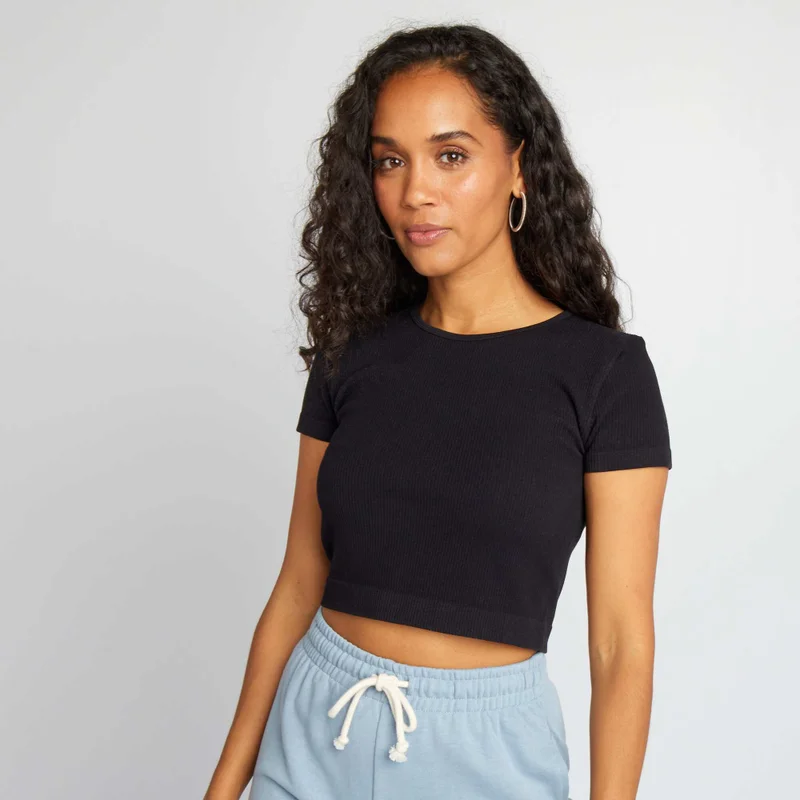 Kiabi Seamless Sports Crop Top Black