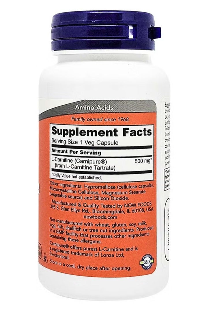 NOW L-Carnitine 500 mg Capsules 60's - Image 2
