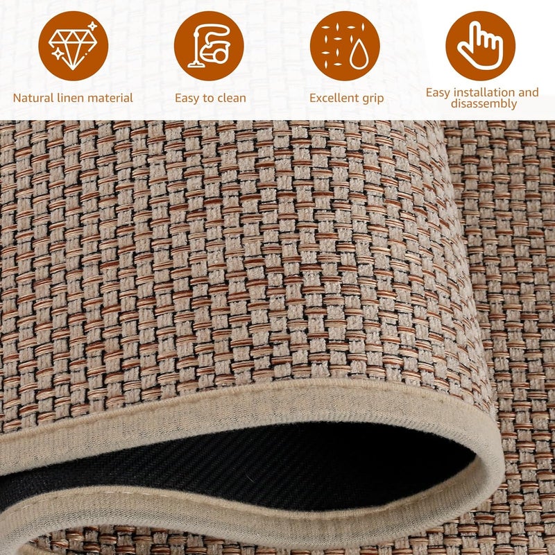 windforgecraft 4Pcs Natural Linen Stair Treads Non-Slip Stair Treads Mats Carpet Stair Treads for Wooden Steps Self-Adhesive Stair Rug Mat Indoor Stair Runner Rug 29.92×7.87inch for Kids Pets Elders - Image 2