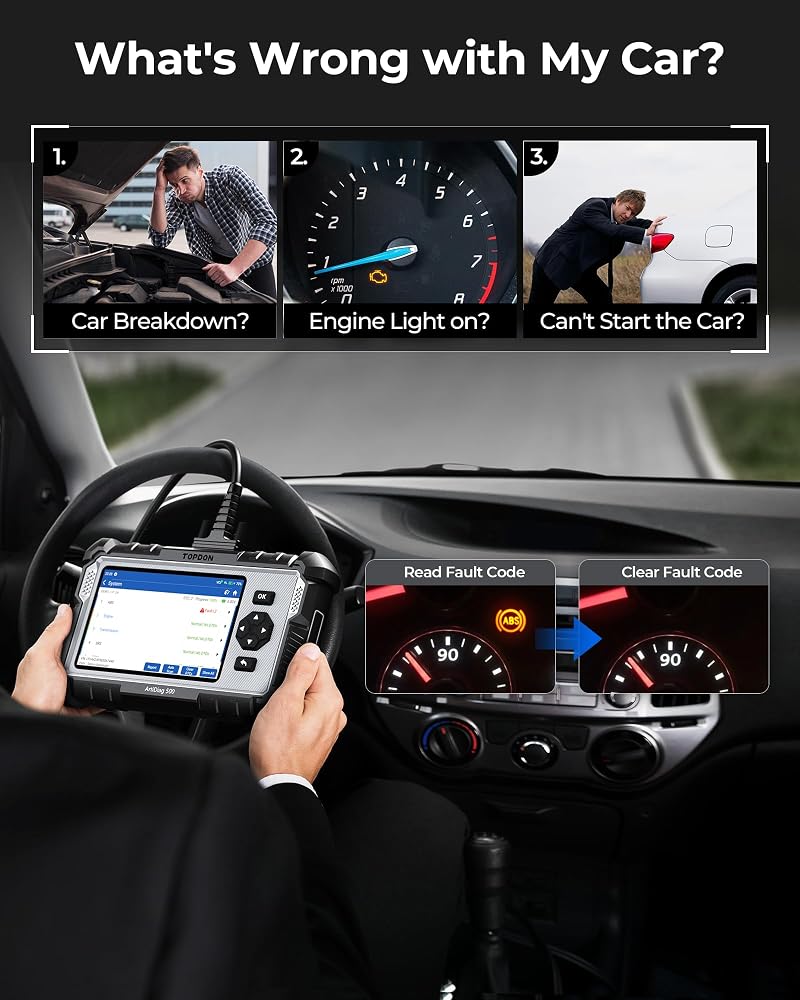 توب دون جهاز فحص OBD2 TOPDON AD500-A: أداة لفحص أنظمة الفرامل المانعة للانزلاق (ABS) ونظام الأمان (SRS) وناقل الحركة، بدون اشتراك. - Image 2