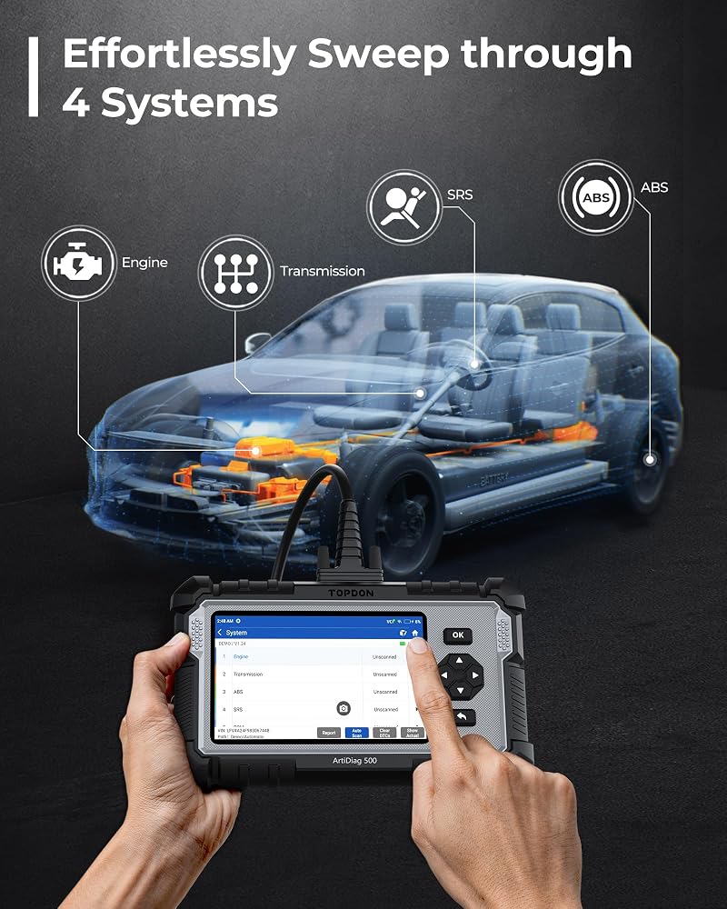 توب دون جهاز فحص OBD2 TOPDON AD500-A: أداة لفحص أنظمة الفرامل المانعة للانزلاق (ABS) ونظام الأمان (SRS) وناقل الحركة، بدون اشتراك. - Image 3