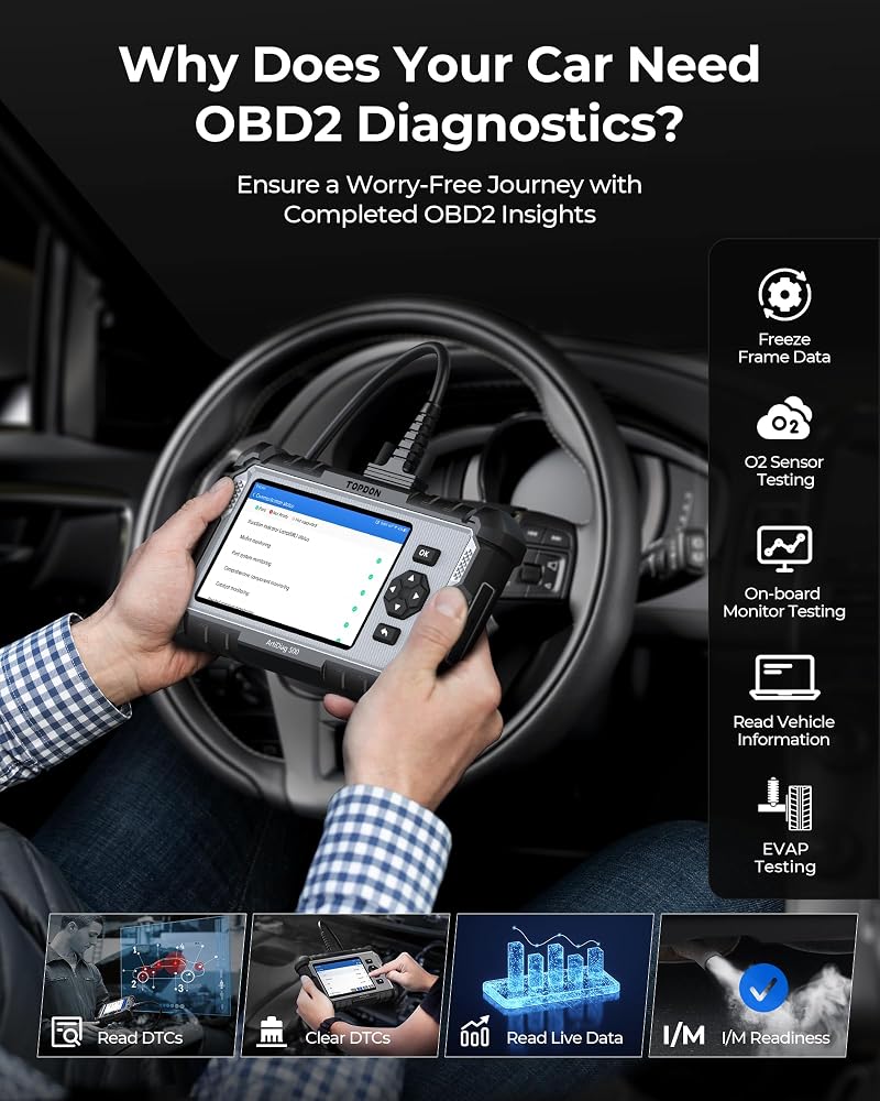 توب دون جهاز فحص OBD2 TOPDON AD500-A: أداة لفحص أنظمة الفرامل المانعة للانزلاق (ABS) ونظام الأمان (SRS) وناقل الحركة، بدون اشتراك. - Image 5