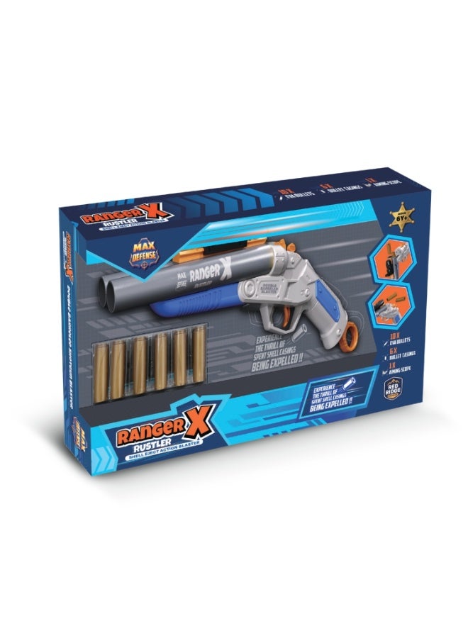 Max Defense Rustler Shell Eject Action Blaster | 10X Eva Bullets | 6X Bullets Castings | 1X Aiming Scope | Age 6+ Ranger X Max Defense - Image 3