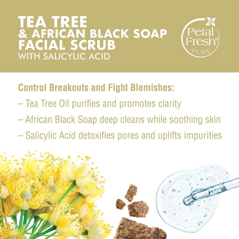 Petal fresh مقشر الوجه من بتل فريش بزيت شجرة الشاي وصابون أفريقي أسود مع حمض الساليسيليك - 7 أونصات - Image 5