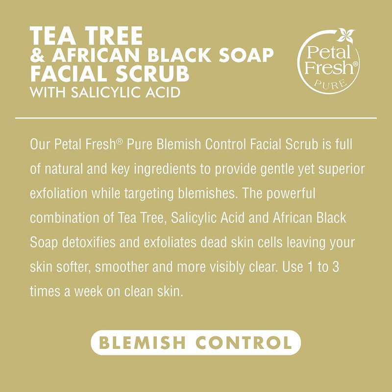 Petal fresh مقشر الوجه من بتل فريش بزيت شجرة الشاي وصابون أفريقي أسود مع حمض الساليسيليك - 7 أونصات - Image 3
