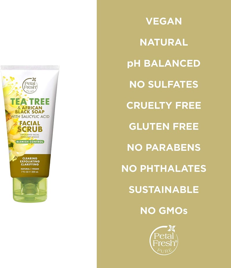 Petal fresh مقشر الوجه من بتل فريش بزيت شجرة الشاي وصابون أفريقي أسود مع حمض الساليسيليك - 7 أونصات - Image 4
