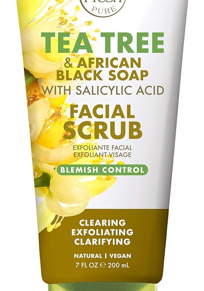 Petal fresh مقشر الوجه من بتل فريش بزيت شجرة الشاي وصابون أفريقي أسود مع حمض الساليسيليك - 7 أونصات - Image 1