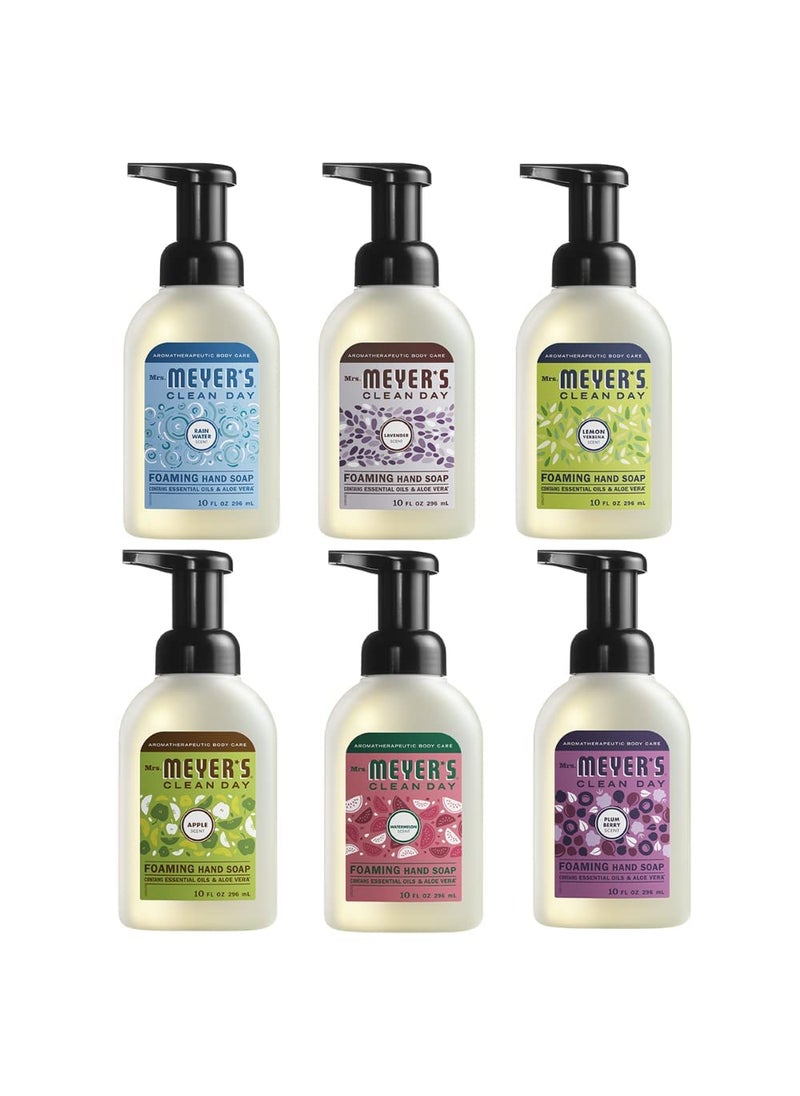 Mrs. Meyer's Clean Day - MRS. MEYER'S CLEAN DAY Foaming Hand Soap, 10 Oz. Variety Pack of 6 Scents (Lemon Verbena, Lavender, Rainwater, Watermelon, Apple, Plumberry Scents) Bundle of 6 Items - Image 1