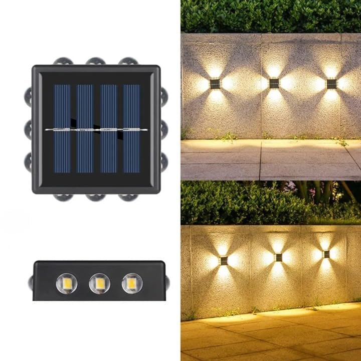 TECH LOGO ELECTRONICS 2025 New Solar Wall Lights Small Fence Lights Solar Powered Up Down LED Porch Light Luces Solares para Exteriores Garden Lights Outdoor Solar Landscape Lights-WARM YELLOW (4 WAY SOLAR LIGHT, 5) - Image 1