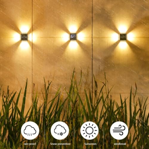 TECH LOGO ELECTRONICS 2025 New Solar Wall Lights Small Fence Lights Solar Powered Up Down LED Porch Light Luces Solares para Exteriores Garden Lights Outdoor Solar Landscape Lights-WARM YELLOW (4 WAY SOLAR LIGHT, 5) - Image 5