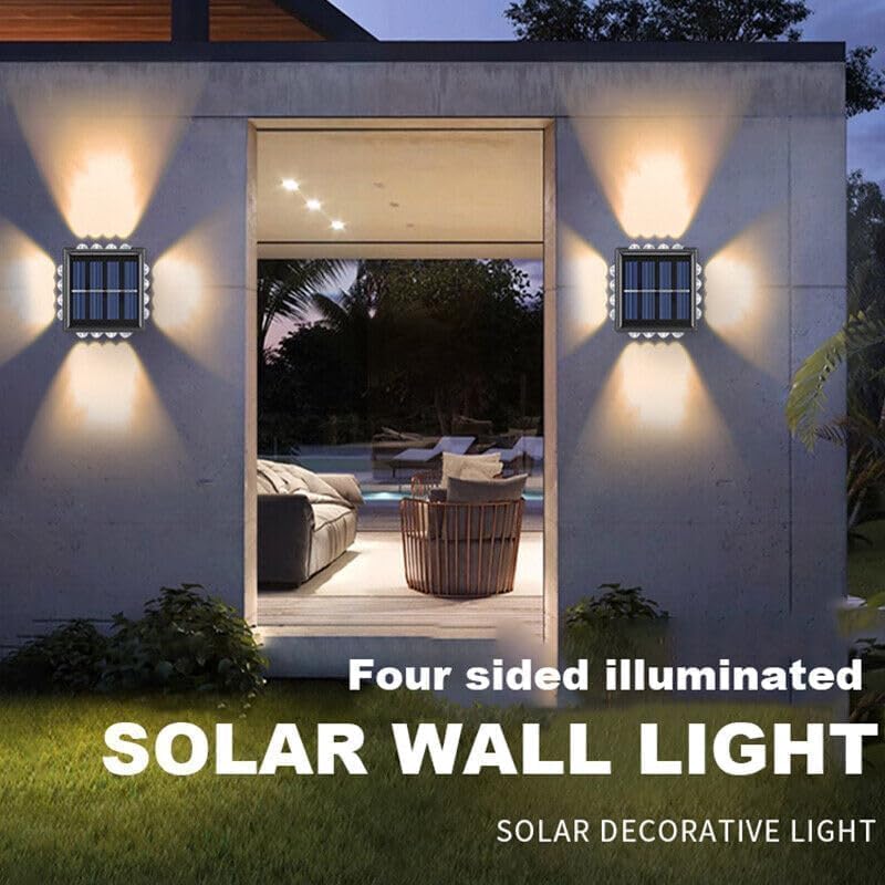 TECH LOGO ELECTRONICS 2025 New Solar Wall Lights Small Fence Lights Solar Powered Up Down LED Porch Light Luces Solares para Exteriores Garden Lights Outdoor Solar Landscape Lights-WARM YELLOW (4 WAY SOLAR LIGHT, 5) - Image 2