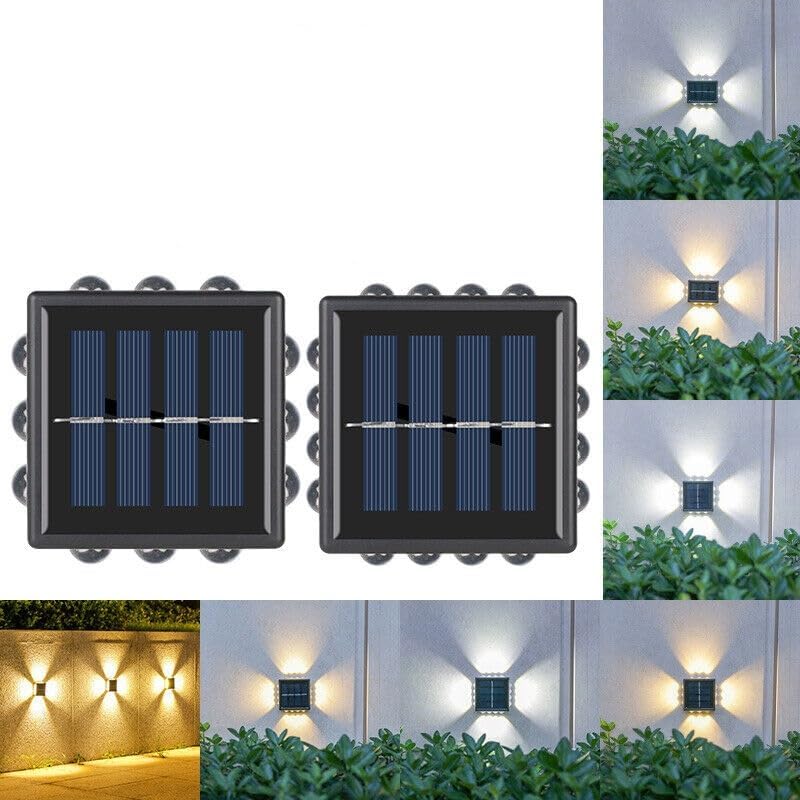 TECH LOGO ELECTRONICS 2025 New Solar Wall Lights Small Fence Lights Solar Powered Up Down LED Porch Light Luces Solares para Exteriores Garden Lights Outdoor Solar Landscape Lights-WARM YELLOW (4 WAY SOLAR LIGHT, 5) - Image 4