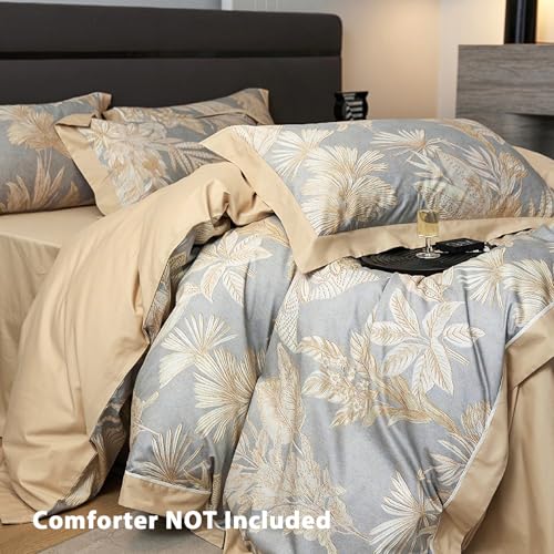 TodaFre 100% Cotton Duvet Cover King Size Set, Luxury Reversible Botanical Floral Patterned, Soft Breathable & Skin-Friendly Bedding for All Season Comfort, 3 Pieces (104"x90") - Image 2