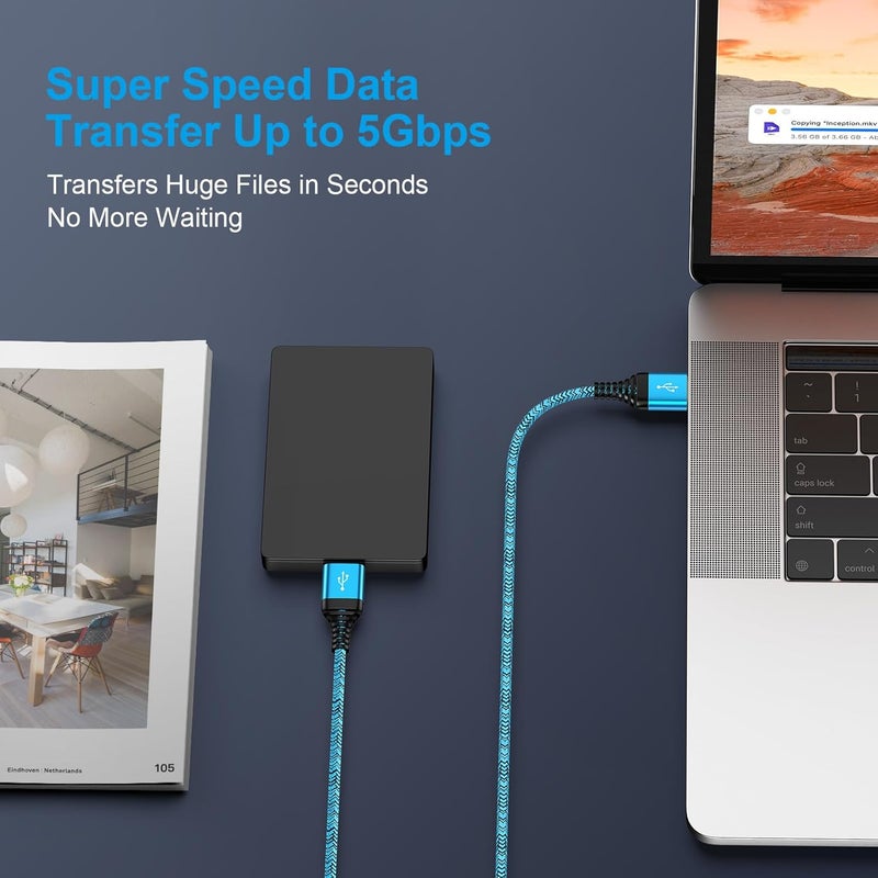 كابل USB إلى USB بطول 3 أقدام، عبوة من 2 قطعة، كابل مزدوج النهاية USBA إلى USBA، USB3.0 ذكر إلى ذكر A إلى A، كابل من النوع A لنقل البيانات لأجهزة الكمبيوتر واللابتوب والمبردات، وشريط الصوت، ومفتاح KVM، وأغلفة القرص الصلب، والشاشات، وأقراص DVD، والتلفزيون، والمحاور - Image 3