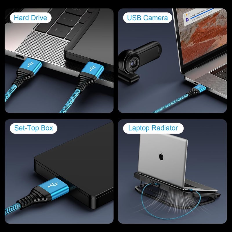كابل USB إلى USB بطول 3 أقدام، عبوة من 2 قطعة، كابل مزدوج النهاية USBA إلى USBA، USB3.0 ذكر إلى ذكر A إلى A، كابل من النوع A لنقل البيانات لأجهزة الكمبيوتر واللابتوب والمبردات، وشريط الصوت، ومفتاح KVM، وأغلفة القرص الصلب، والشاشات، وأقراص DVD، والتلفزيون، والمحاور - Image 4