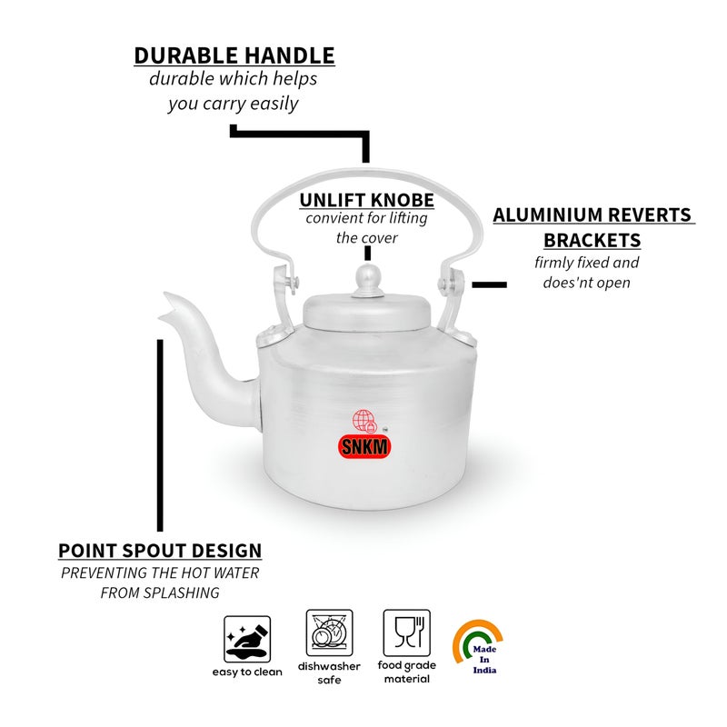 SNKM Aluminium Indian Traditional Kettle Tea, Coffee Pot Chai Maker with Lid and Handle, (6.5 Liter, Pack of 1) - Image 4