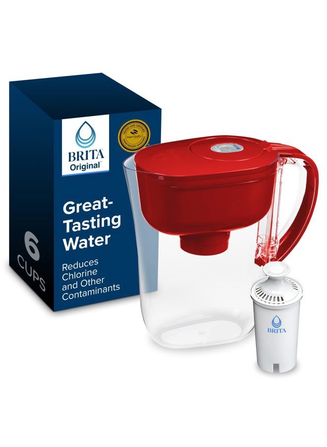 Brita Metro Water Filter Pitcher with SmartLight Filter Change Indicator, BPA-Free, Replaces 1,800 Plastic Water Bottles a Year, Lasts Two Months, Includes 1 Filter, Small - 6-Cup Capacity, Fiery Red - Image 1