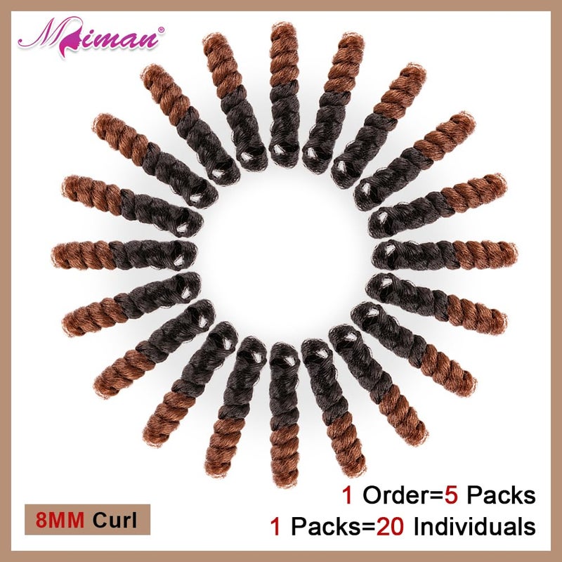 MIMAN 5 Packs 10 Inch Short Crochet Hair Braiding 8MM Curly Crochet Braids Synthetic Hair Extensions for Women DIY Mohawk Afro Braided Hairstyle (Black to Brown #1B/30) - Image 4