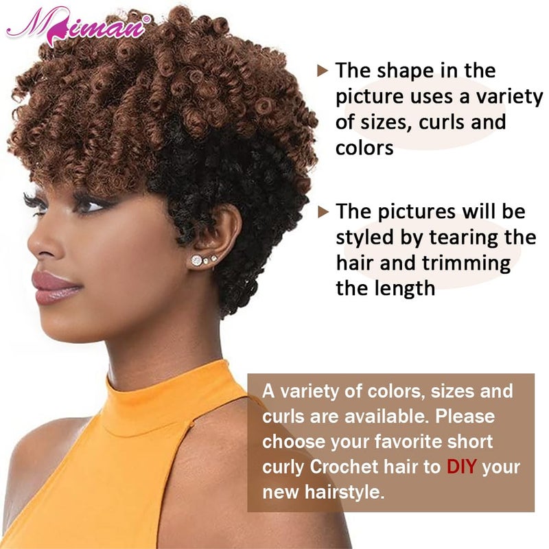 MIMAN 5 Packs 10 Inch Short Crochet Hair Braiding 8MM Curly Crochet Braids Synthetic Hair Extensions for Women DIY Mohawk Afro Braided Hairstyle (Black to Brown #1B/30) - Image 2