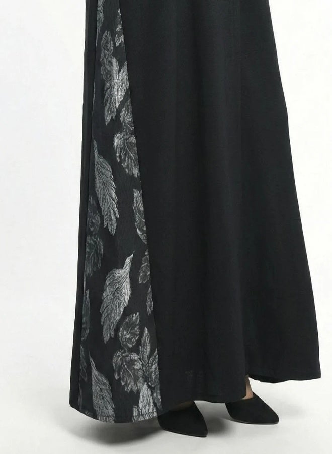 عبايات حوراء عباية مفتوحة بنقوشات باللون الرصاصي - Image 4