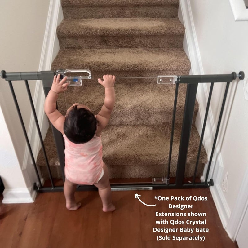 QDOS Safety Designer Gate Extensions for Crystal and Spectrum Pressure Mount Baby Gates | Slate | Allows for use in wider door openings - Each Extension adds 2.75" to the gate - Includes 2 Extensions - Image 5