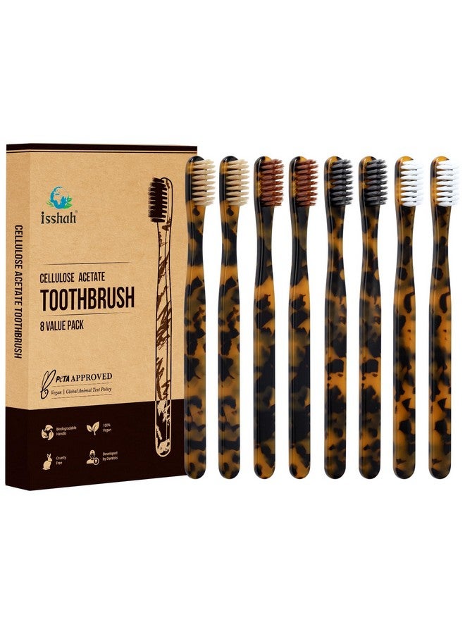 Isshah Biodegradable Eco-Friendly Cellulose Acetate Toothbrushes - 8 Count - Image 1