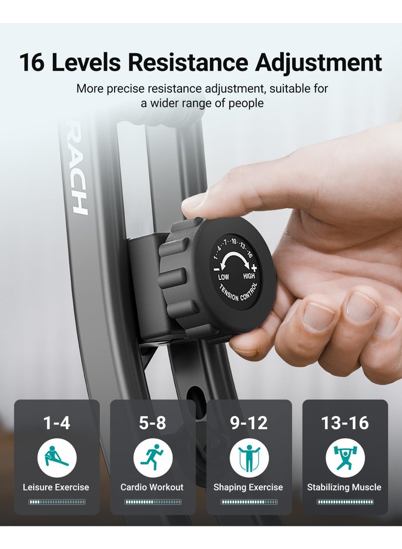 MERACH 4-in-1 Foldable Exercise Bike with Exclusive APP, 16-Level Magnetic Resistance, Folding Stationary Bike, 136 kg Capacity, and Comfortable Seat Cushion - Image 3