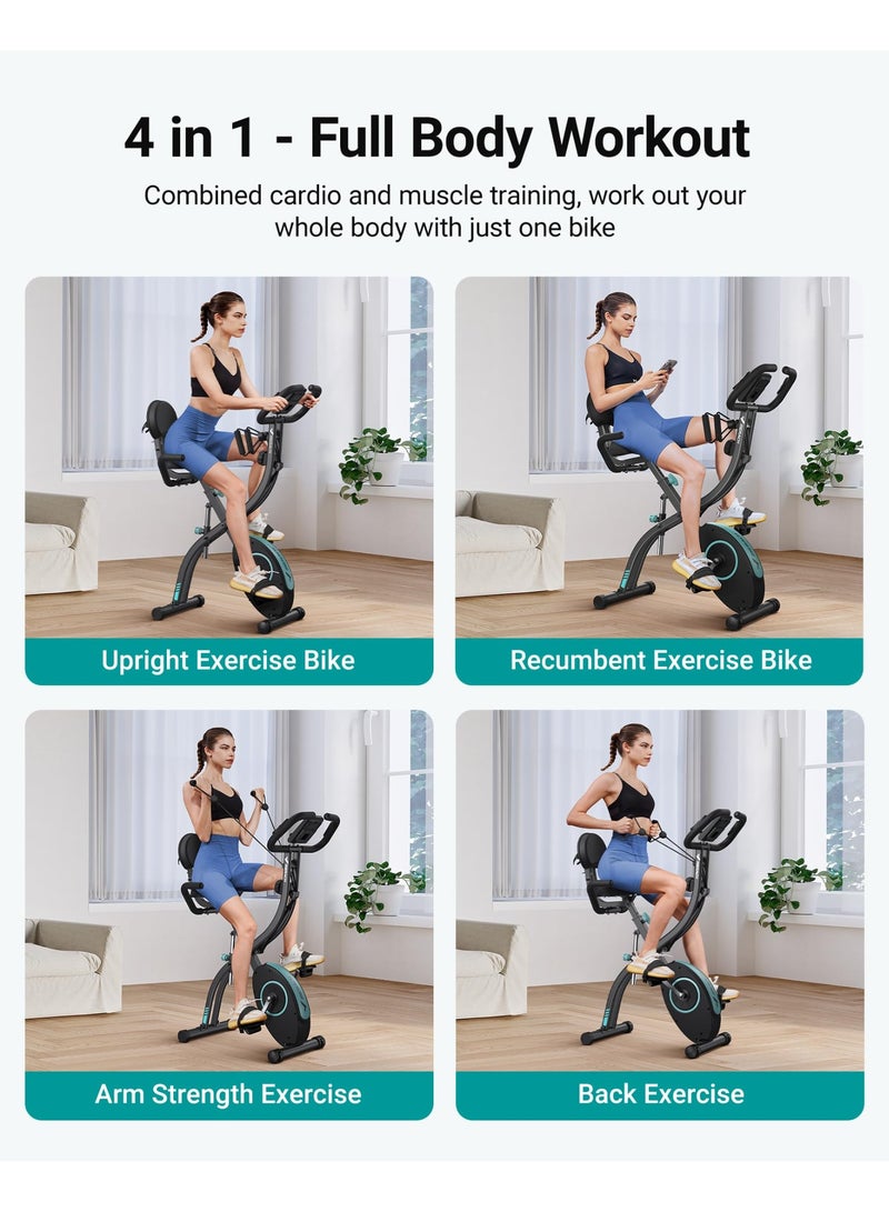 MERACH 4-in-1 Foldable Exercise Bike with Exclusive APP, 16-Level Magnetic Resistance, Folding Stationary Bike, 136 kg Capacity, and Comfortable Seat Cushion - Image 2