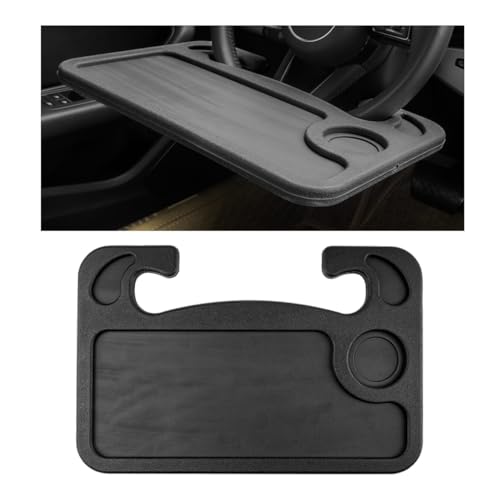 Sylvil Car Steering Wheel Desk Multifunctional Auto Seat Stand Trays for Eating and Working Double Sided Design Steering Wheel Table Desk for Laptop Food Car Accessories Black - Image 1