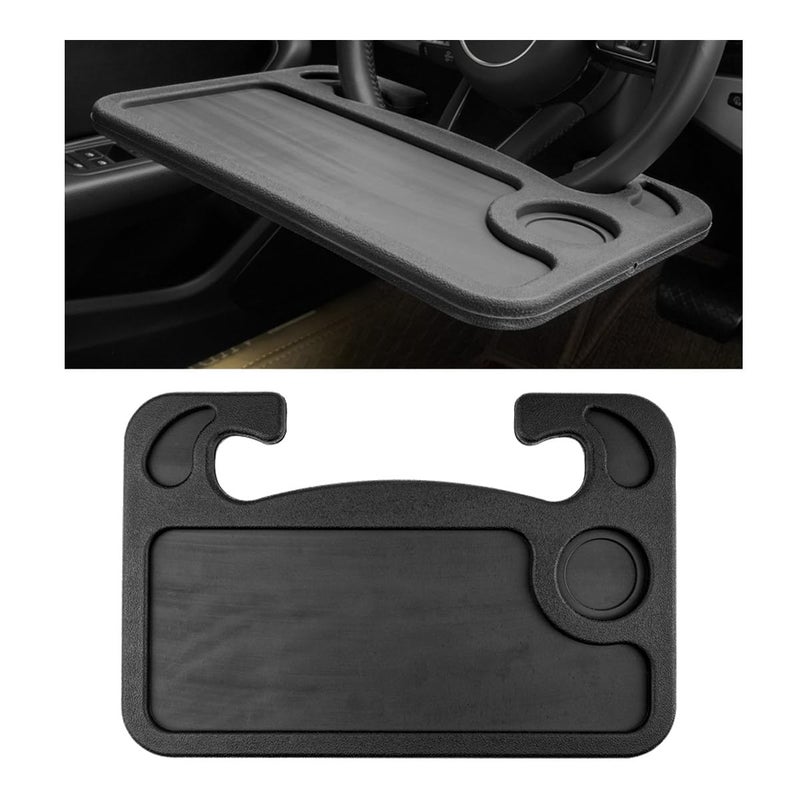Sylvil Car Steering Wheel Desk Multifunctional Auto Seat Stand Trays for Eating and Working Double Sided Design Steering Wheel Table Desk for Laptop Food Car Accessories Black - Image 3