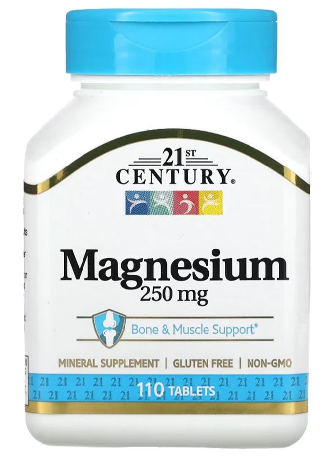 21st CENTURY - A Nutritional Supplement Rich in Magnesium to Enhance Health and Activity with Double Effectiveness 250 mg - 110 Tablets - Image 1