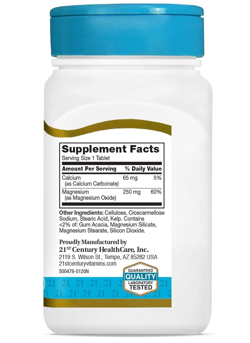21st CENTURY - A Nutritional Supplement Rich in Magnesium to Enhance Health and Activity with Double Effectiveness 250 mg - 110 Tablets - Image 1