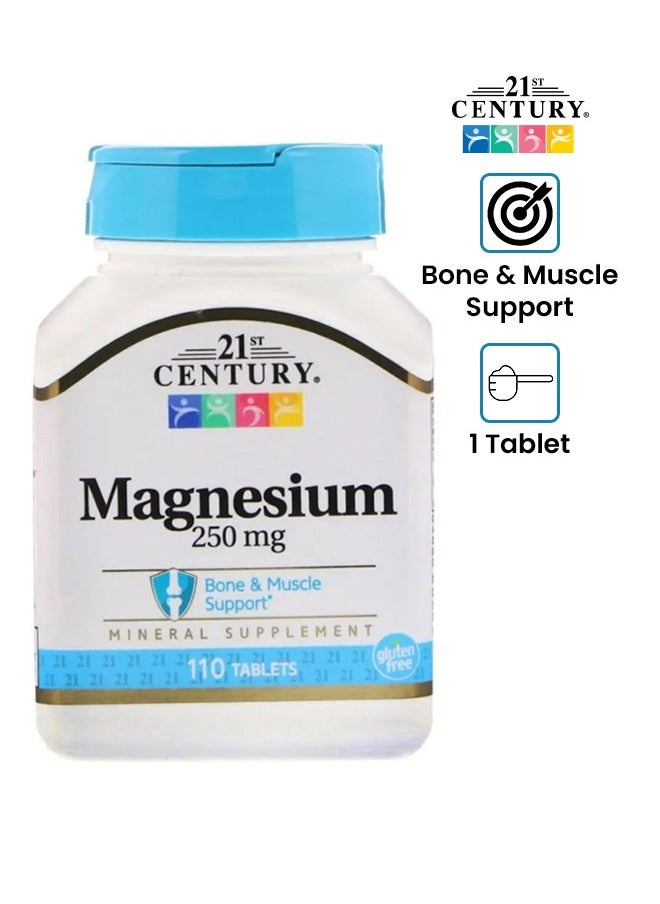 21st CENTURY - A Nutritional Supplement Rich in Magnesium to Enhance Health and Activity with Double Effectiveness 250 mg - 110 Tablets - Image 1