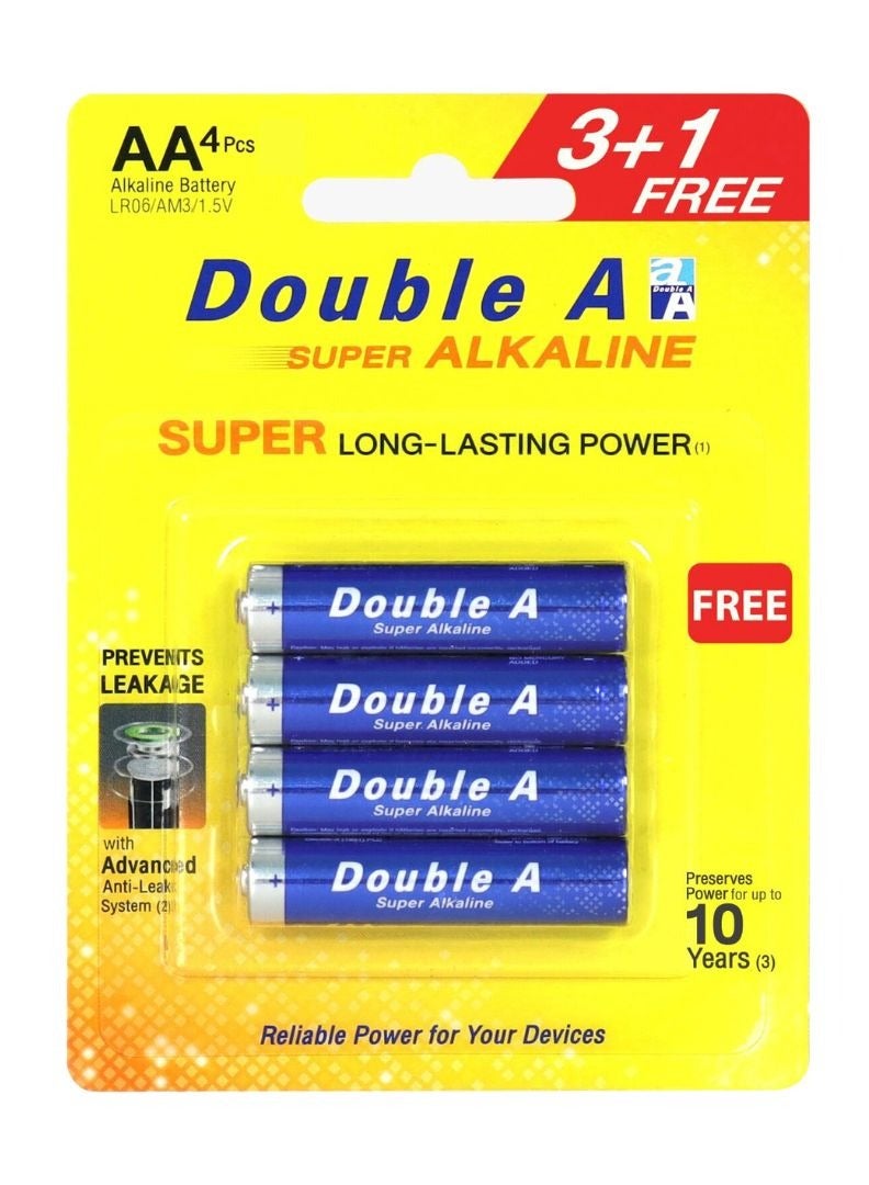 Double A 3+1 Free AA Super Long Lasting Alkaline Battery Set