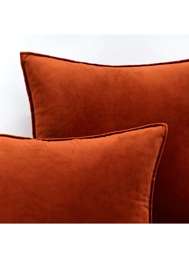 MIULEE Pack of 2 Decorative Velvet Throw Pillow Covers Soft Burnt Orange Pillow Covers Soild Square Cushion Case for Sofa Bedroom Car 18x 18 Inch 45x 45cm - Image 2