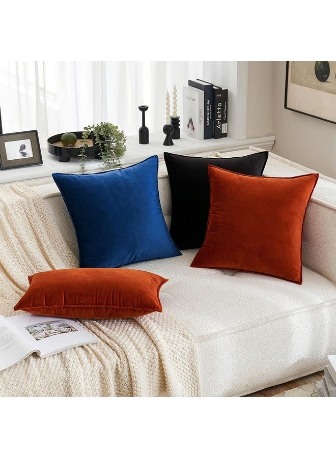 MIULEE Pack of 2 Decorative Velvet Throw Pillow Covers Soft Burnt Orange Pillow Covers Soild Square Cushion Case for Sofa Bedroom Car 18x 18 Inch 45x 45cm - Image 4