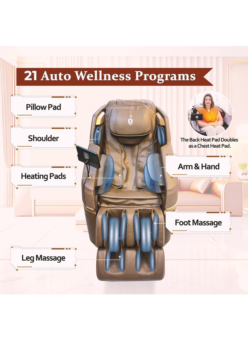 ZEITAKU Premium Full Body Massage Chair CHIRU with Zero Gravity Recline, 21 Auto Wellness Programs, 10 Fixed Massages, Magnetic Therapy, Foot Reflexology, Carbon Fiber Heating, Bluetooth Speakers & LCD Controller  - Image 5