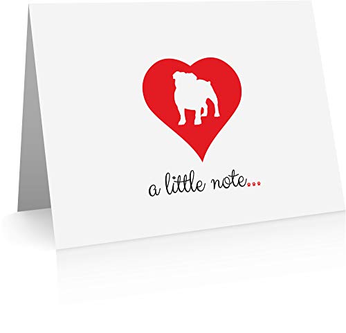 Little Notes by Comptime Bulldog Note Cards 24 Foldover Cards and Envelopes Dog Breed Thank You Cards