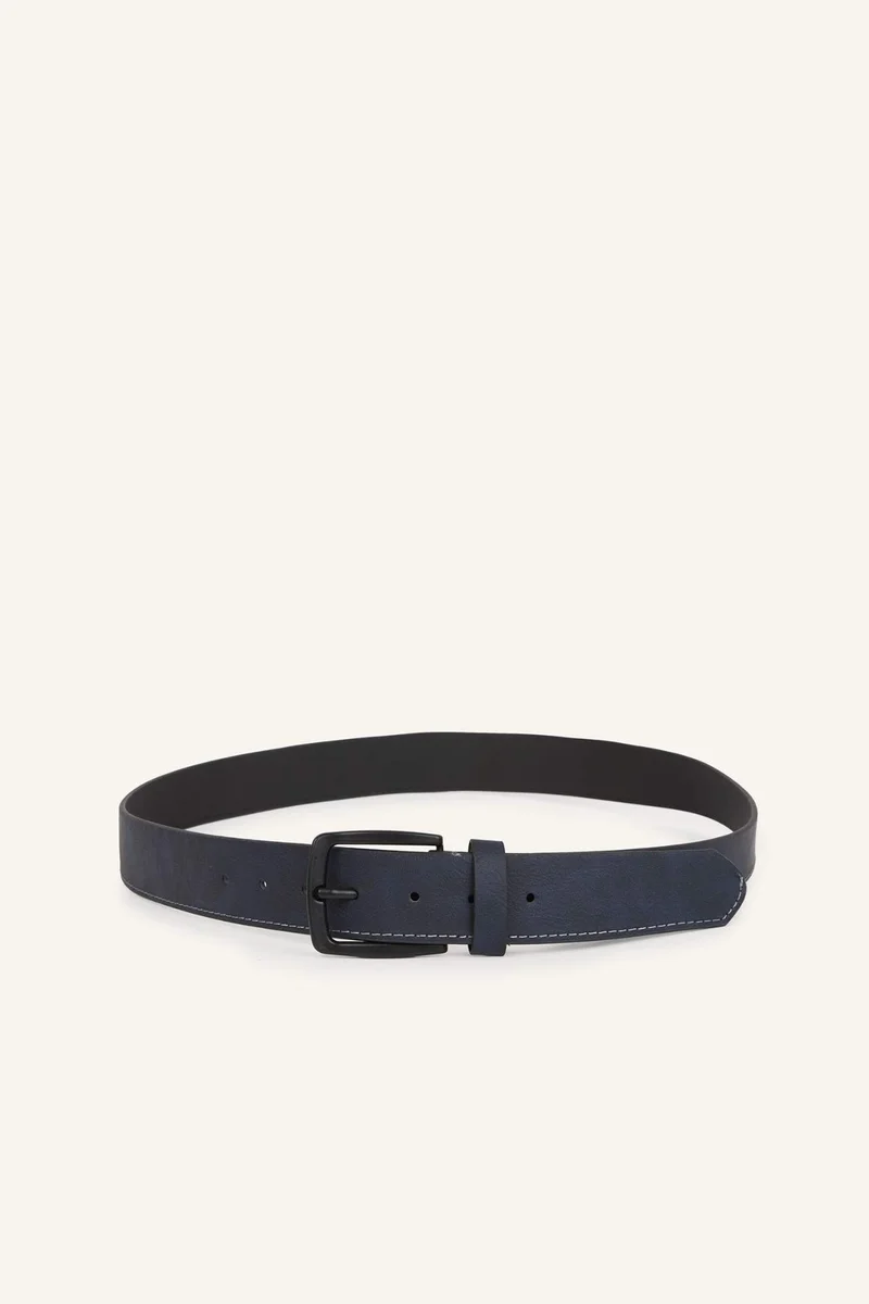 Man Rectangle Clasp Faux Leather