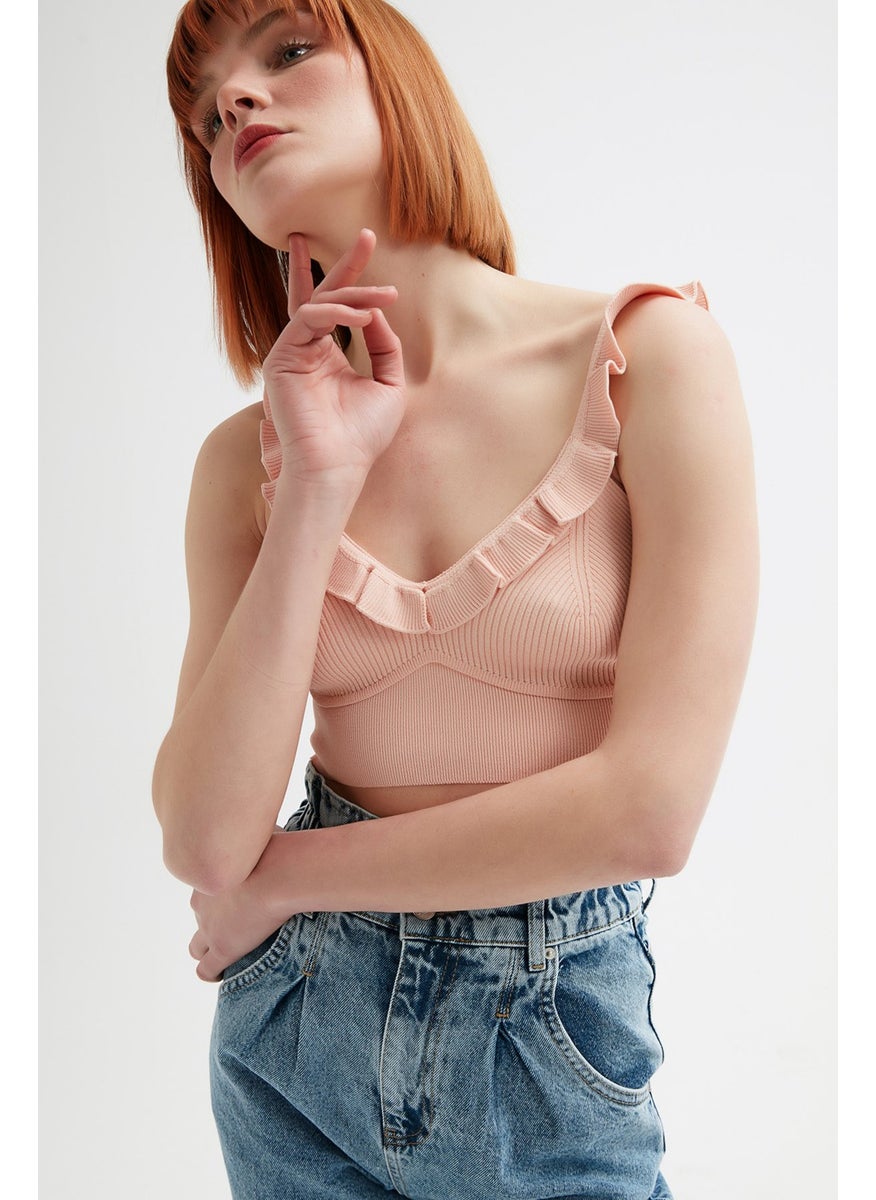 Açelya Okcu - Azalea Okcu Crop Collar Ruffle Bustier - Image 1