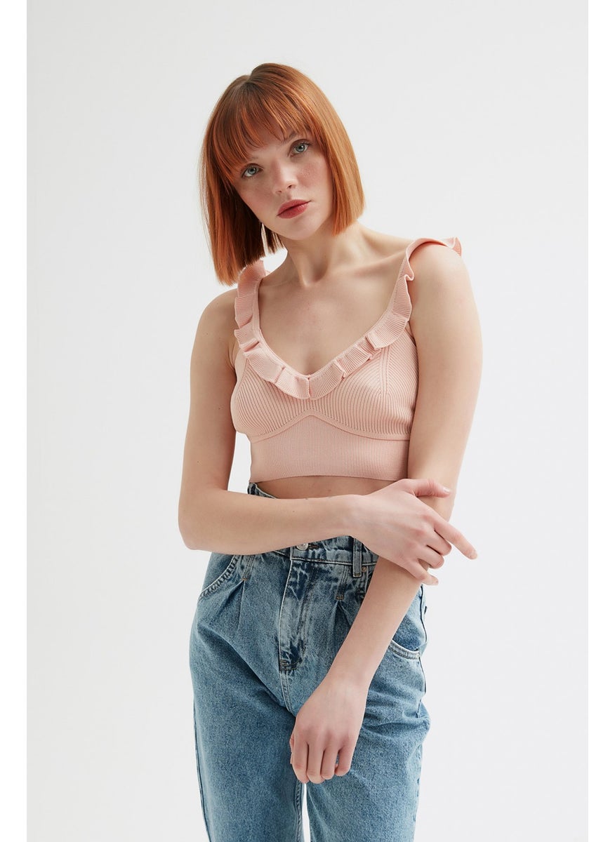 Açelya Okcu - Azalea Okcu Crop Collar Ruffle Bustier - Image 1