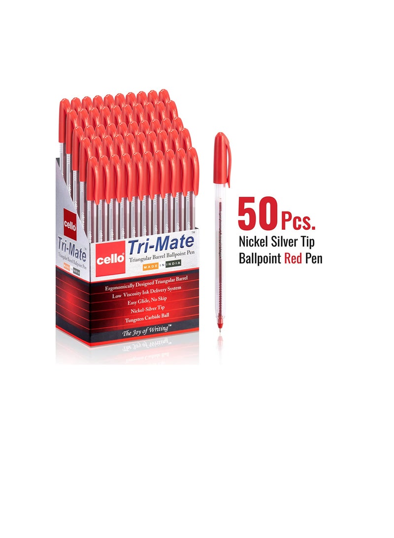 CELLO TRIMATE BALL PEN 0.7MM BOX OF 50PC RED - Image 2