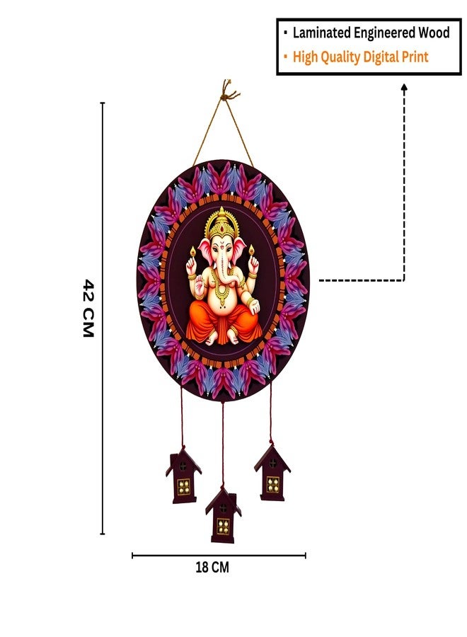 GiftOday Lord Ganesha Wooden Wall Hanging Decorative Items for Home | Gifts | Religious Wood Wall Hanger | Decoration for Living Room | Artworks | Modern Decor Items | Size 18 x 42 CM - Image 5