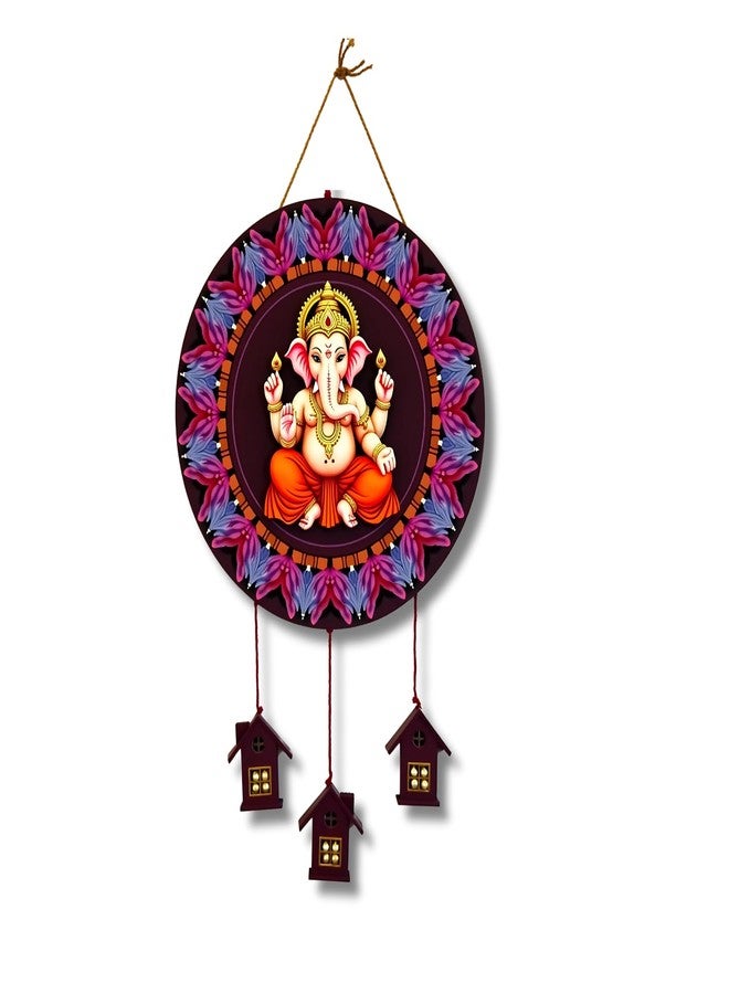 GiftOday Lord Ganesha Wooden Wall Hanging Decorative Items for Home | Gifts | Religious Wood Wall Hanger | Decoration for Living Room | Artworks | Modern Decor Items | Size 18 x 42 CM - Image 1
