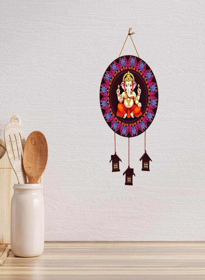 GiftOday Lord Ganesha Wooden Wall Hanging Decorative Items for Home | Gifts | Religious Wood Wall Hanger | Decoration for Living Room | Artworks | Modern Decor Items | Size 18 x 42 CM - Image 2
